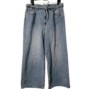 H&M Divided Baggy Loose Fit Mid Waist Wide Leg Jeans Wm 10 Cotton Casual Trendy